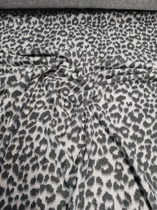 Premium Sweater Knit Classic Leaopard Animal Print Charcoal Cheetah Fabric By The Yard | 180 GSM Open Weave