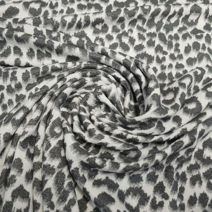 Premium Sweater Knit Classic Leaopard Animal Print Charcoal Cheetah Fabric By The Yard | 180 GSM Open Weave