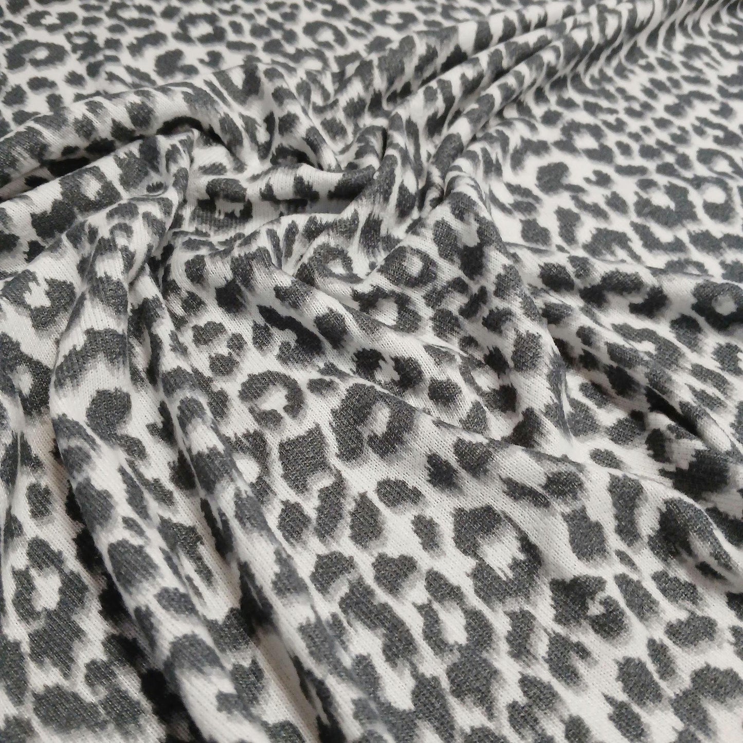 Premium Sweater Knit Classic Leaopard Animal Print Charcoal Cheetah Fabric By The Yard | 180 GSM Open Weave