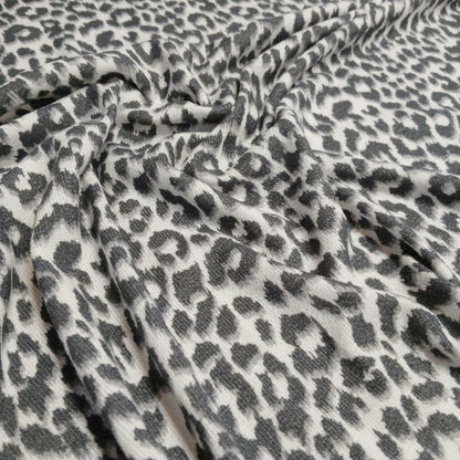 Premium Sweater Knit Classic Leaopard Animal Print Charcoal Cheetah Fabric By The Yard | 180 GSM Open Weave