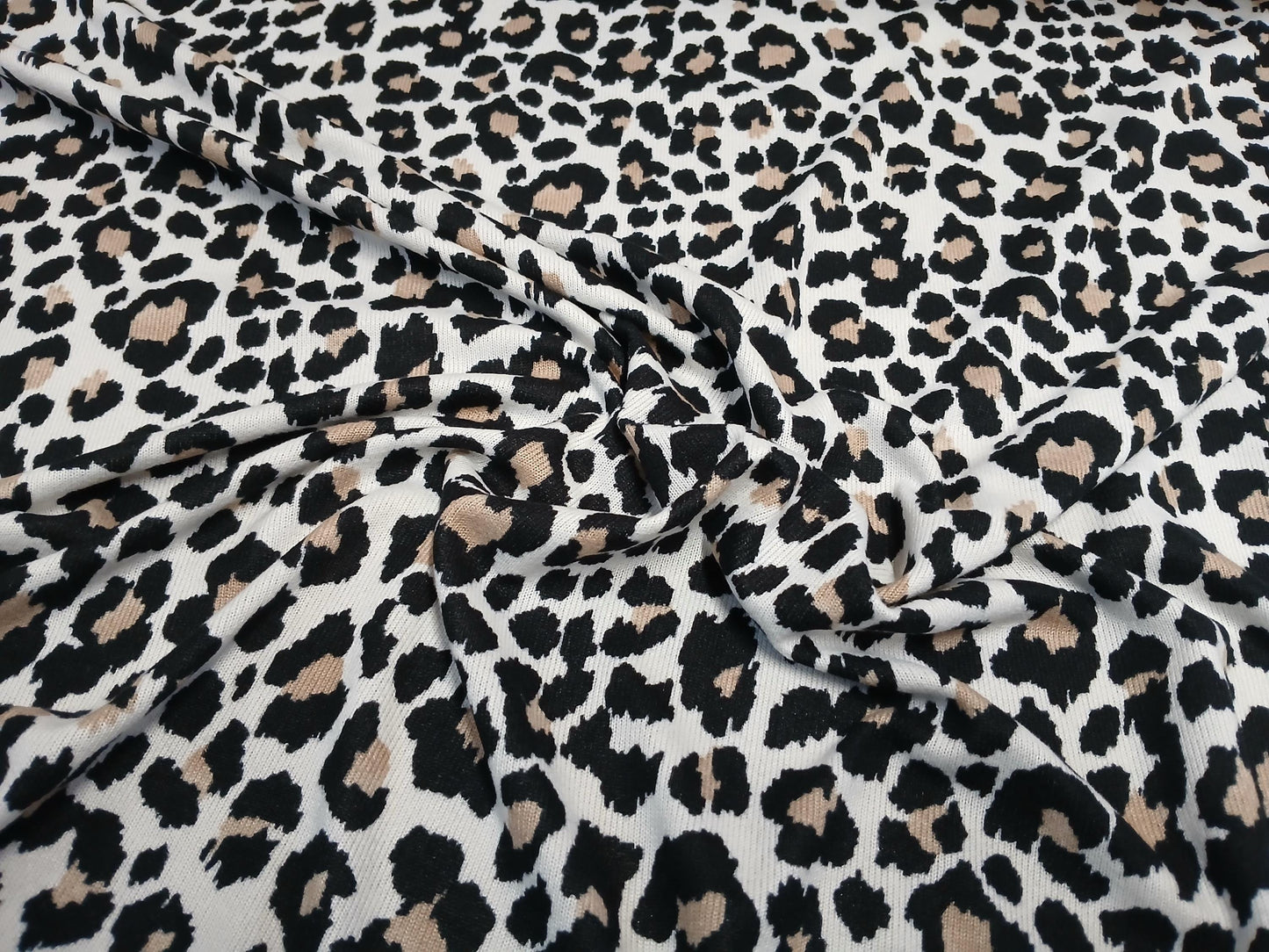 Premium Sweater Knit Classic Leaopard Animal Print Brown Black Cheetah Fabric By The Yard | 180 GSM Open Weave