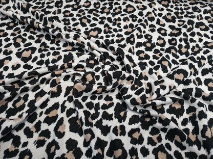 Premium Sweater Knit Classic Leaopard Animal Print Brown Black Cheetah Fabric By The Yard | 180 GSM Open Weave