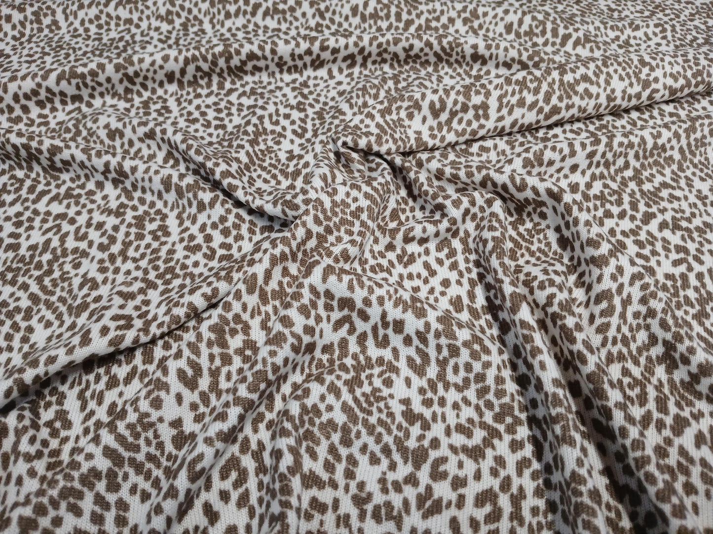 Premium Sweater Knit Mini Leaopard Animal Print Brown Cheetah Fabric By The Yard | 180 GSM Open Weave