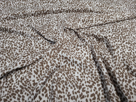 Premium Sweater Knit Mini Leaopard Animal Print Brown Cheetah Fabric By The Yard | 180 GSM Open Weave