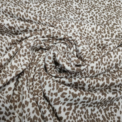 Premium Sweater Knit Mini Leaopard Animal Print Brown Cheetah Fabric By The Yard | 180 GSM Open Weave