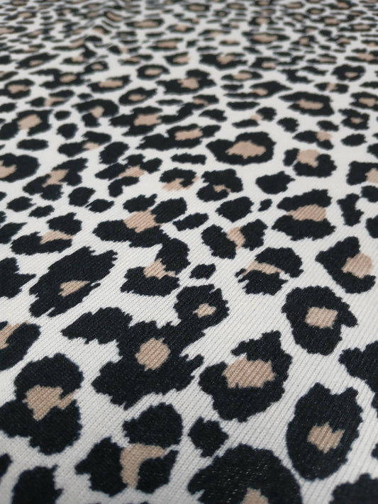 Premium Sweater Knit Classic Leaopard Animal Print Brown Black Cheetah Fabric By The Yard | 180 GSM Open Weave