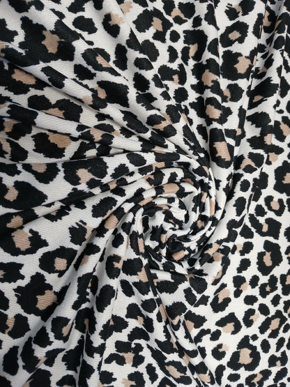 Premium Sweater Knit Classic Leaopard Animal Print Brown Black Cheetah Fabric By The Yard | 180 GSM Open Weave