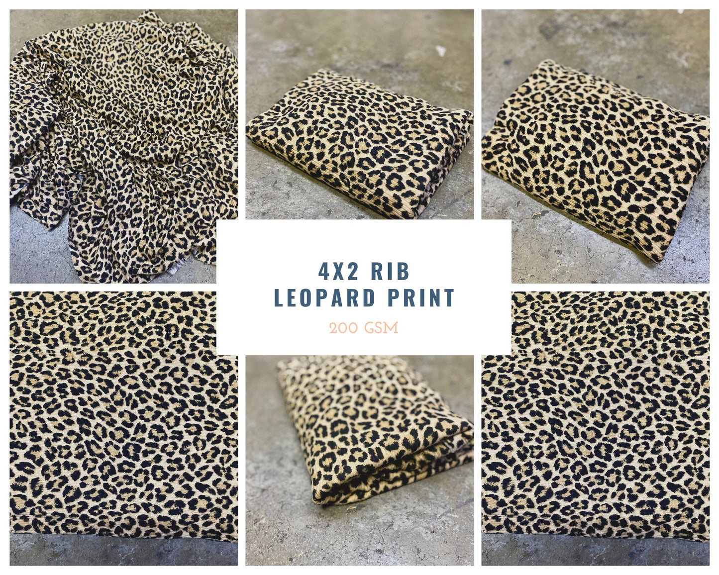 4x2 Rib Knit Spandex Leopard Print Fabric by the Yard 200GSM