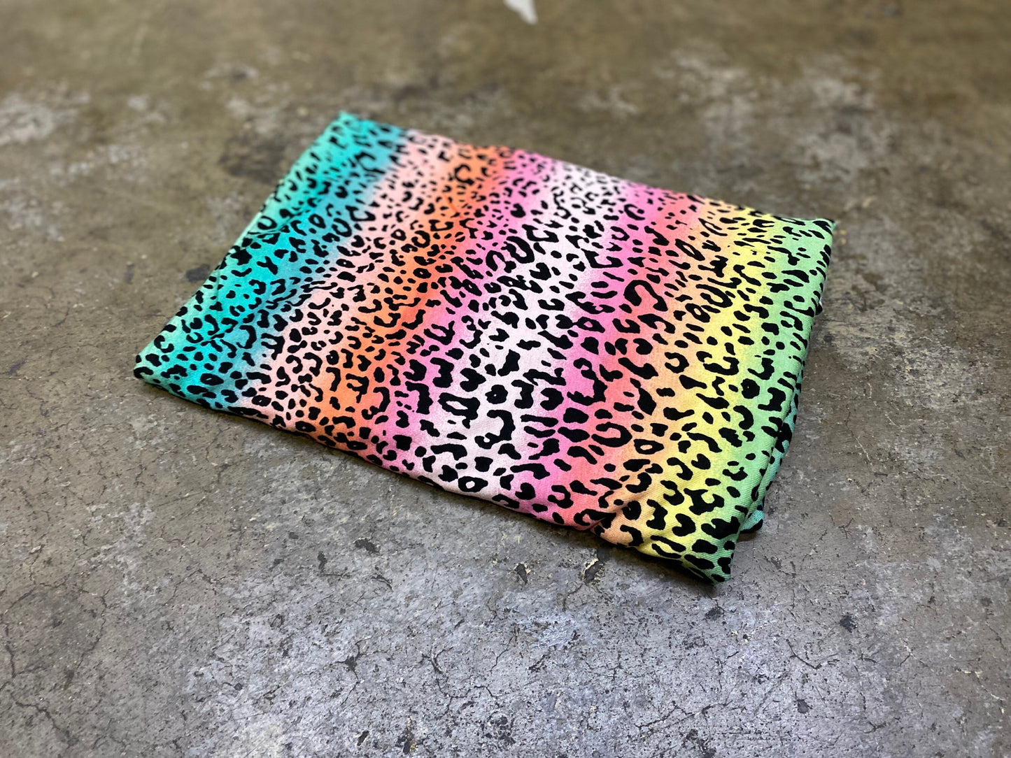 Rainbow Multicolored Tie Dye Leopard Print Rayon Spandex Fabric By The Yard 200GSM
