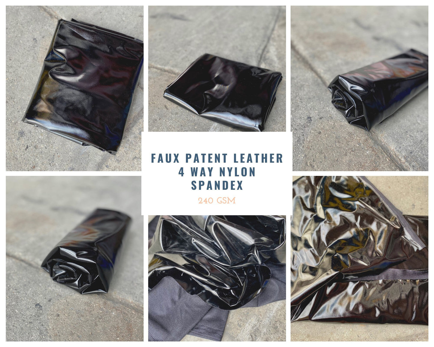 Faux Patent Leather 4 Way Nylon Spandex Fabric By The Yard  240 GSM