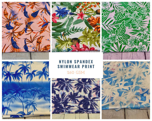 4 Way Stretch Assorted Print Nylon Spandex Fabric By The Yard Tricot Swim wear Bikini Active wear 260GSM Floral Tropical