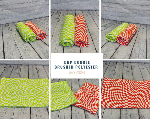 DBP Double Brushed Poly Spandex Checkered Squares Fabric By The Yard