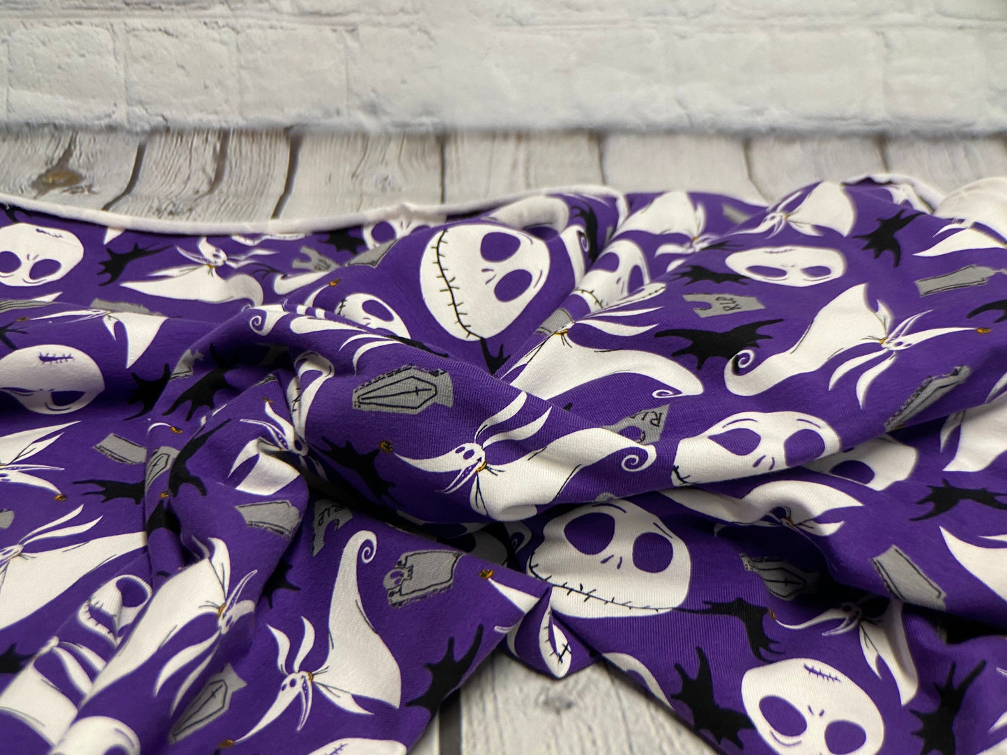 Heavy Weight Cotton Spandex Nightmare Before Christmas Jack Skeleton Zero Skull Halloween Gothic Print Fabric By The Yard 240 GSM