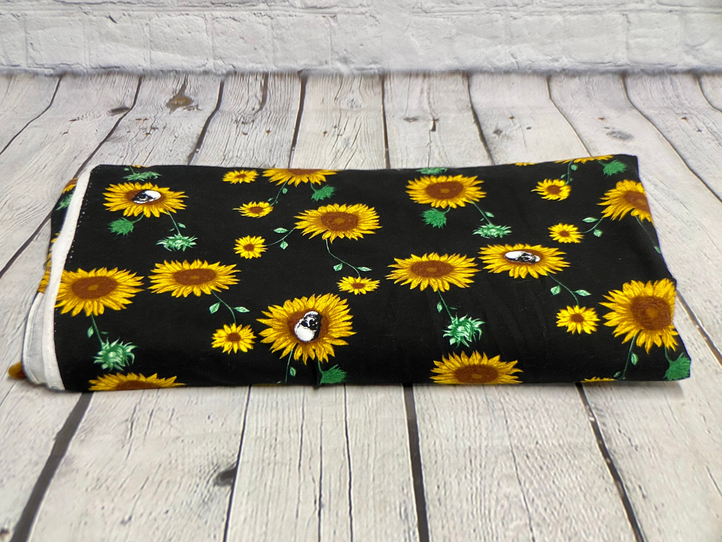 Heavy Weight Cotton Spandex 4 Way Stretch Sunflower Skull Gothic Print Fabric By The Yard 240 GSM