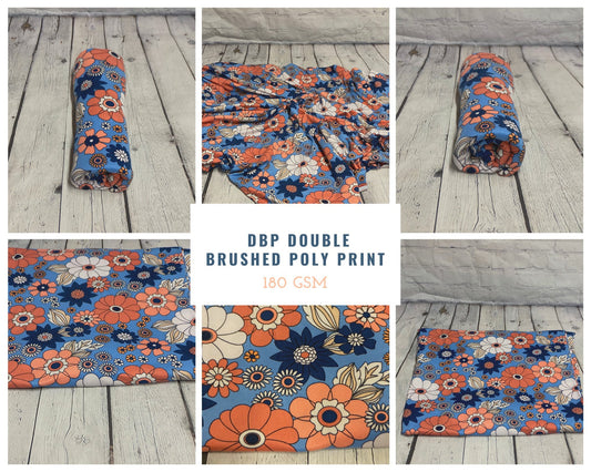 DBP Double Brushed Poly Spandex Print Floral Vintage Sunflower Floral Print By The Yard