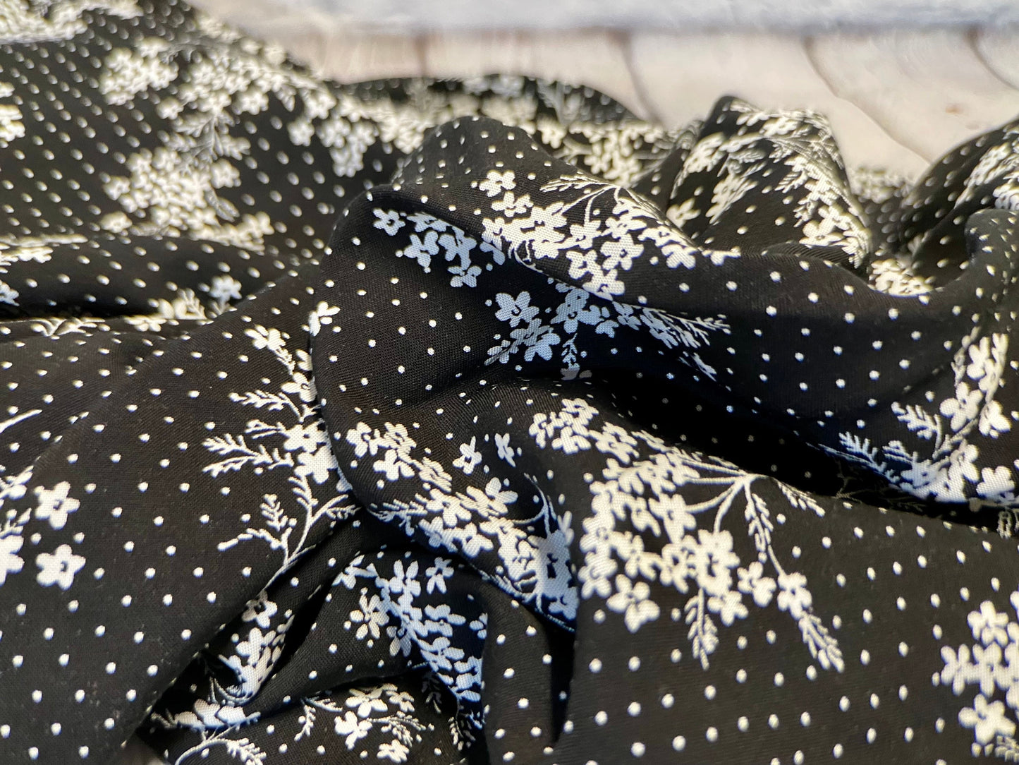 Rayon Challis Woven Print Fabric By The Yard Floral Polka Dot