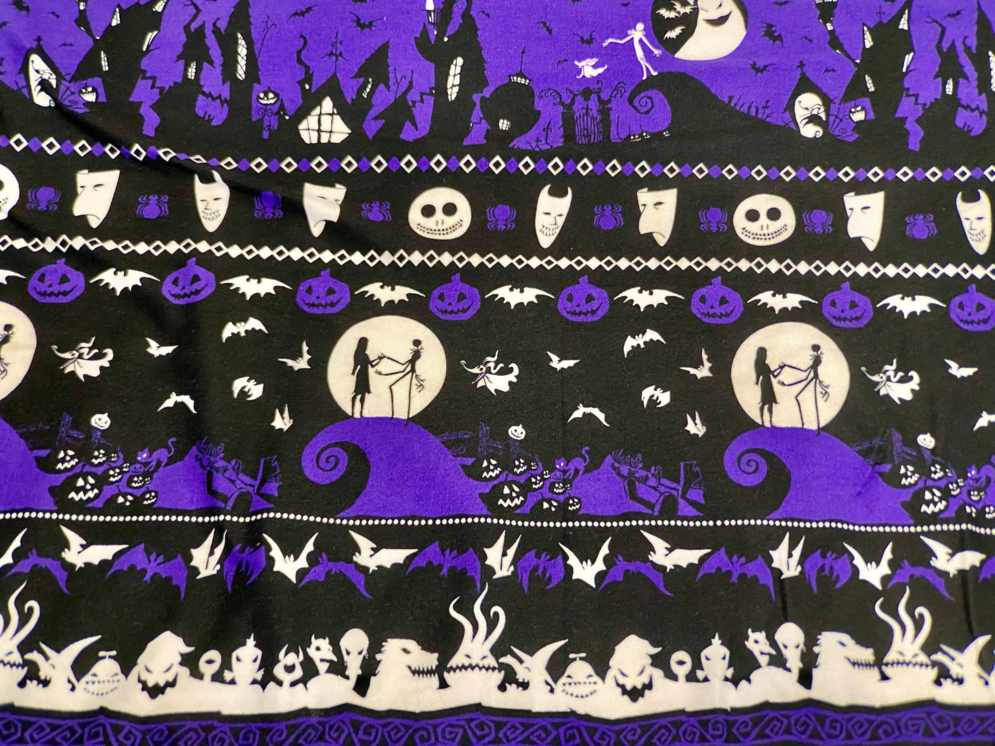 DBP Double Brushed Poly Spandex Print Halloween  Nightmare Before Christmas Jack Sally Zero Oggie Fabric By The Yard