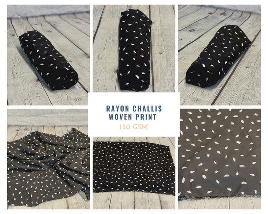 Rayon Challis Woven Print Fabric By The Yard Small Dot  Print