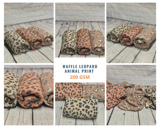 Waffle Sweater Knit Leopard Cheetah Animal print By The Yard Soft Cozy Thermal Knit Baby Clothes, Bows