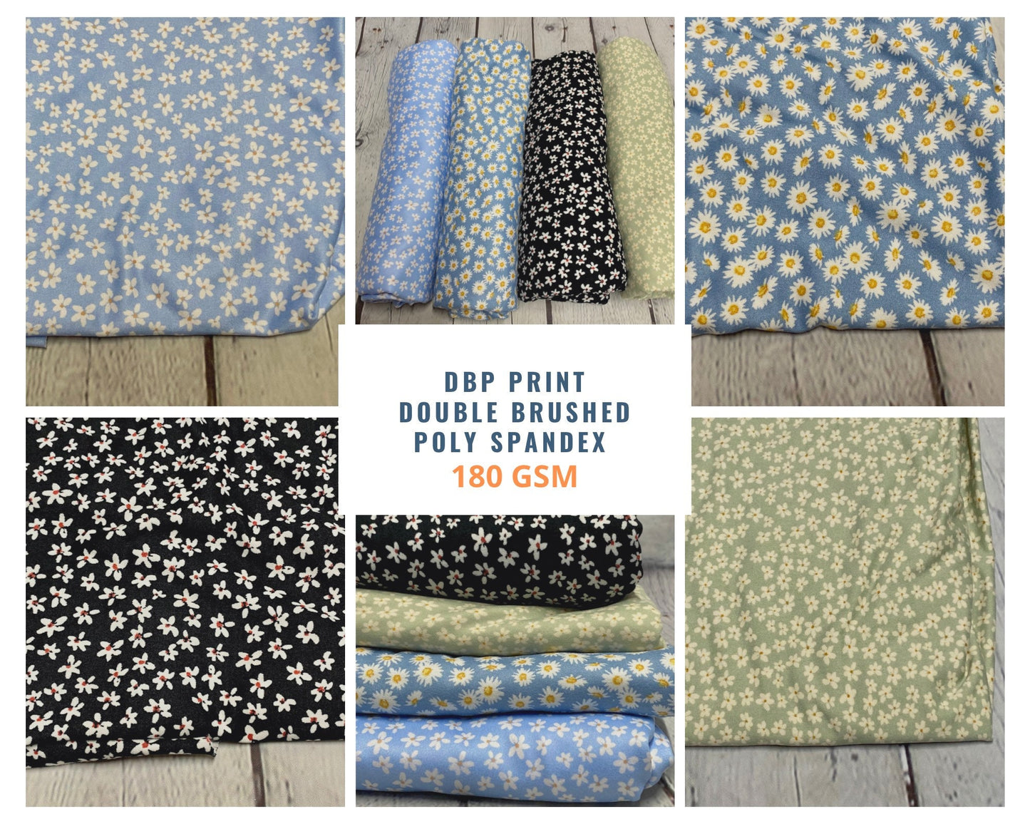 DBP Double Brushed Poly Spandex Print Mini Daisy  Flower Floral Print By The Yard