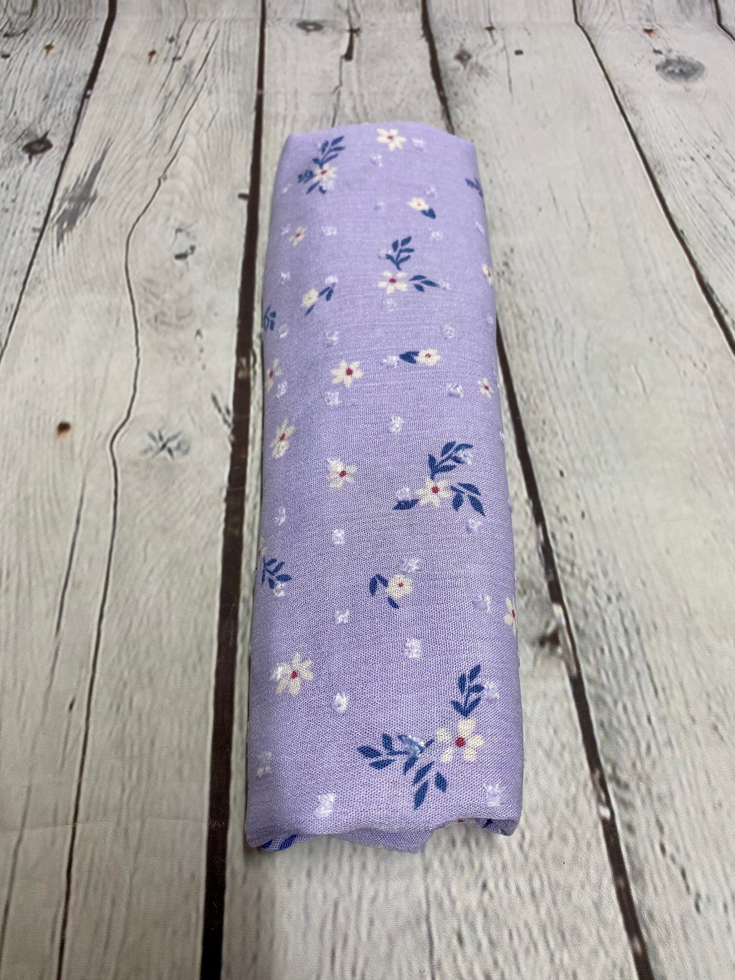 Rayon Challis Woven Print Fabric By The Yard Swiss Dot Lavender Mini Floral
