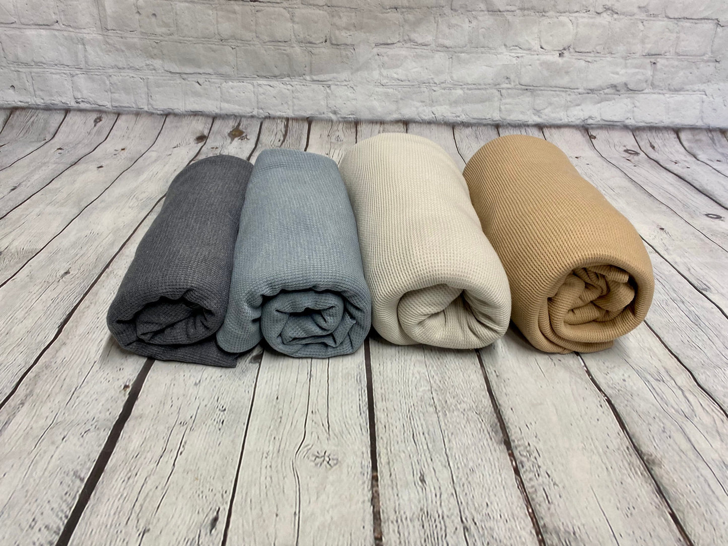 Soft Poly Cotton Thermal Waffle Knit Fabric By The Yard 340GSM