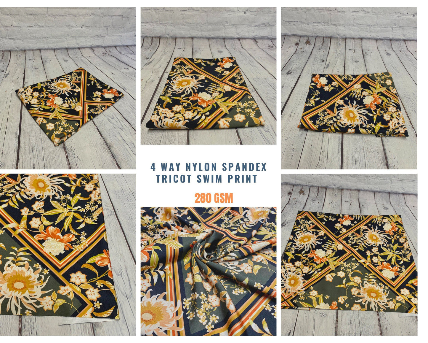 4 Way Stretch Assorted Print Nylon Spandex Fabric By The Yard Tricot Swim Wear Bikini Active Wear Geometric Abstract Floral Print 280 GSM