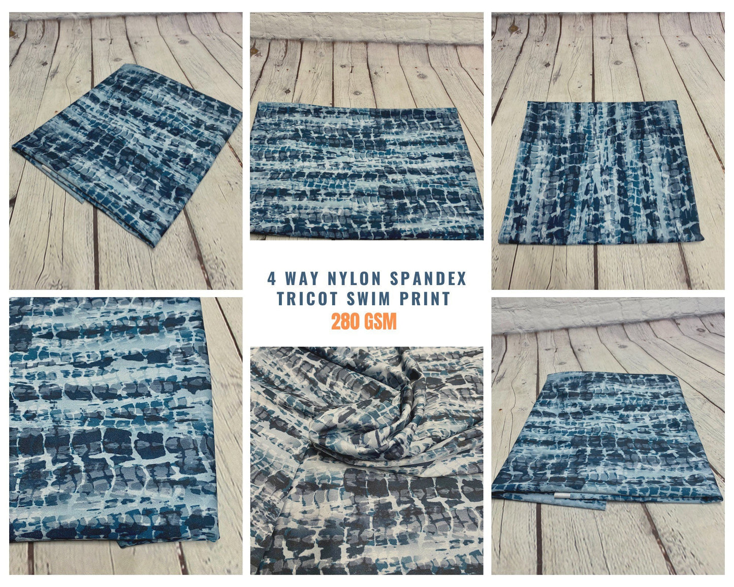 4 Way Stretch Print Nylon Spandex Fabric By The Yard Tricot Swim Wear Bikini Active Wear Acid Wave Tie Dye Green Blue Black 280 GSM