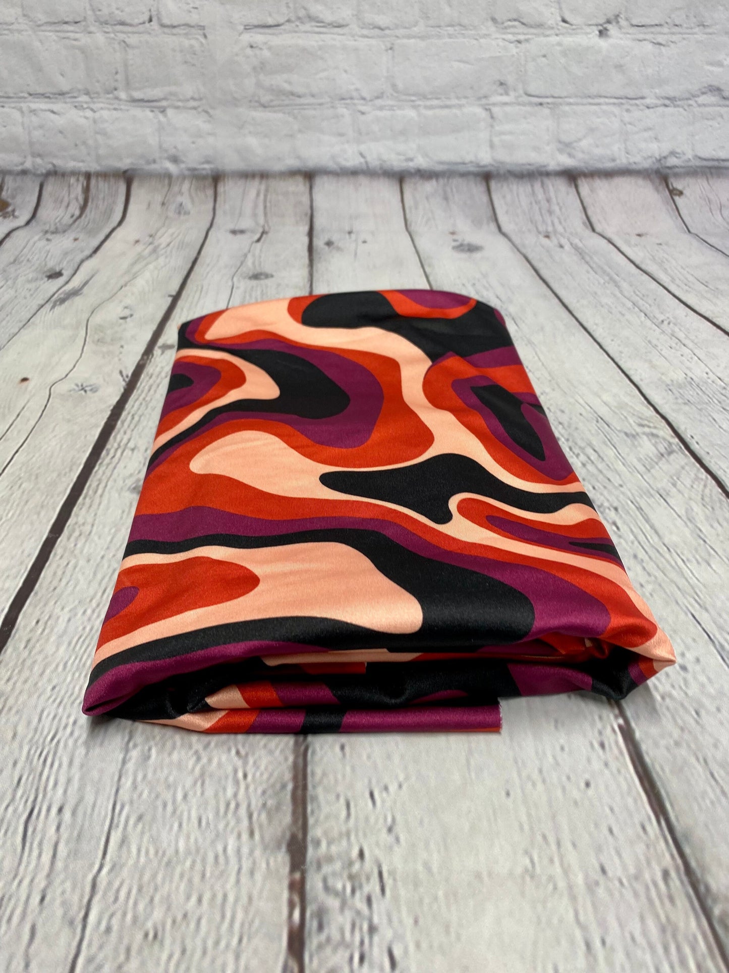 4 Way Stretch Print Nylon Spandex Fabric By The Yard Tricot Swim Wear Bikini Active Wear Wave Hazy Groovy Red Print 280 GSM