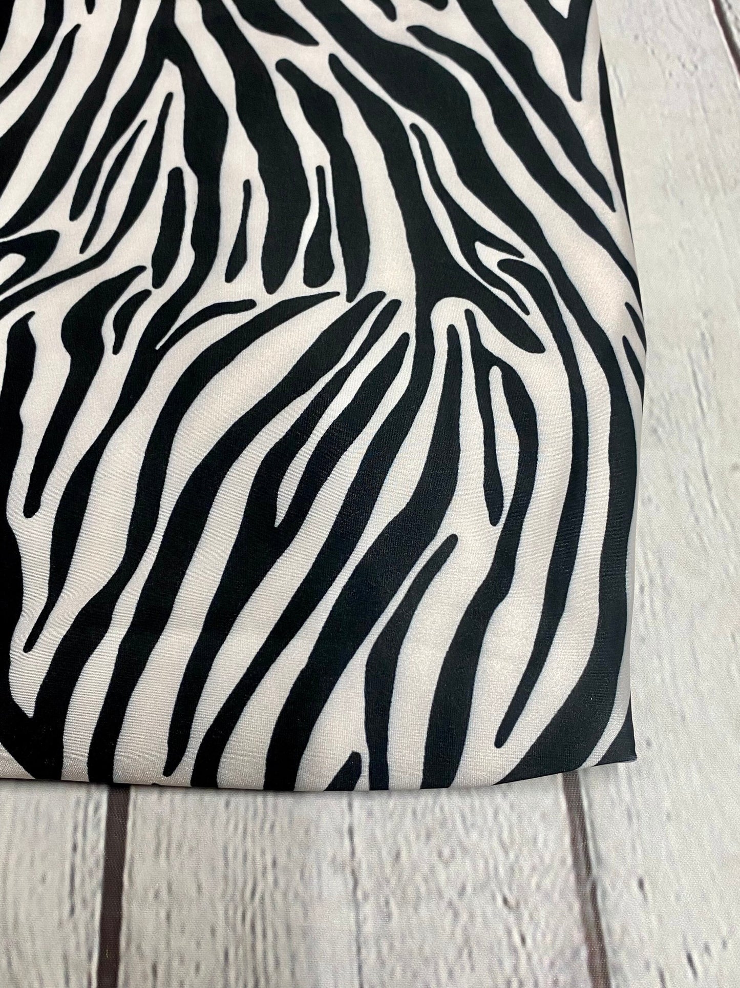 4 Way Stretch Print Nylon Spandex Fabric By The Yard Tricot Swim Wear Bikini Active Wear Black White  Zebra Animal  Print 280 GSM