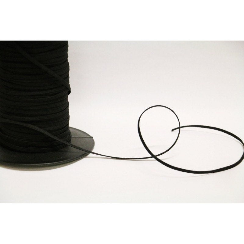 Black Elastic Any Sizing Braided Elastic! In Stock, Great Quality, Made in The USA, Ships Same Day!